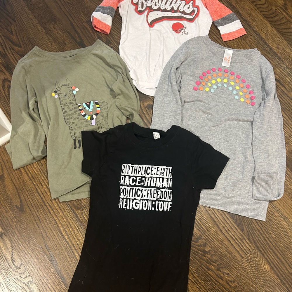 Girls size 6-8 tshirt lot, cat & jack rainbow and llama
